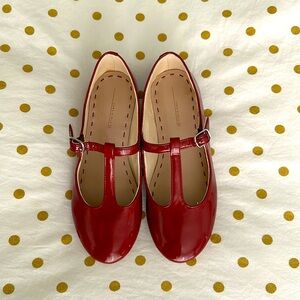 ZARA GIRLS RED PATENT LEATHER MARY JANE BALLET FLATS